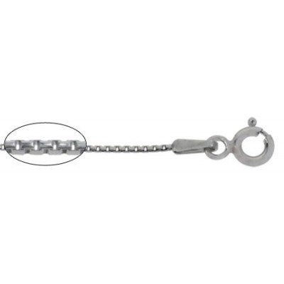 0.7mm Rhodium Plated Diamond Cut Box Chain - 16" - 18" Length, Sterling Silver
